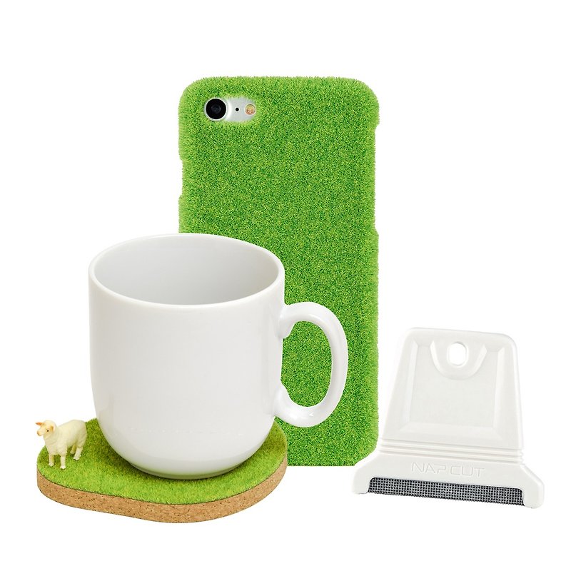 Goody Bag - Shibaful人气福袋 草皮手机壳+清理刷 +动物杯垫 - 手机壳/手机套 - 其他材质 绿色