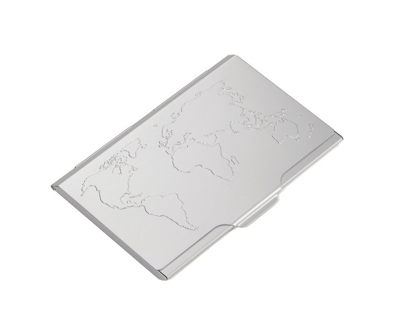 【定制化雷刻】世界地图轻巧名片夹(银色) - 名片夹/名片盒 - 其他金属 灰色
