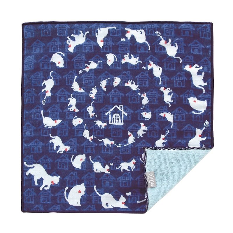 日本Prairiedog 今治制有机优质纯绵方巾-回家路上 - 毛巾浴巾 - 棉．麻 蓝色
