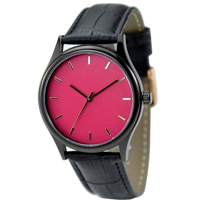 黑色简约手表-玫瑰金钉-粉红面-全球包邮 - 女表 - 其他金属 粉红色