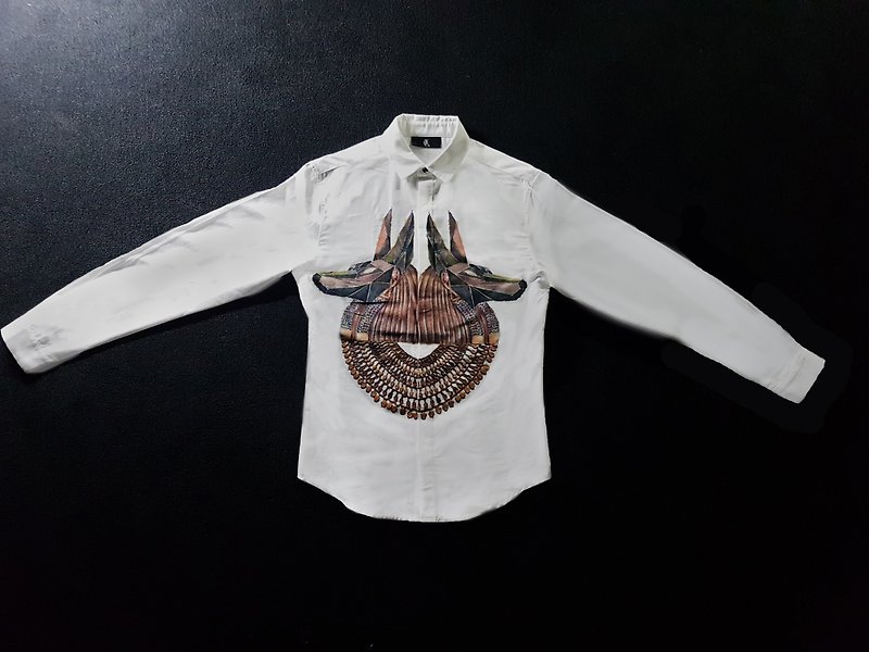 Anapa古埃及冥王阿奴拜 设计款衬衫(白) - 男装衬衫 - 棉．麻 白色