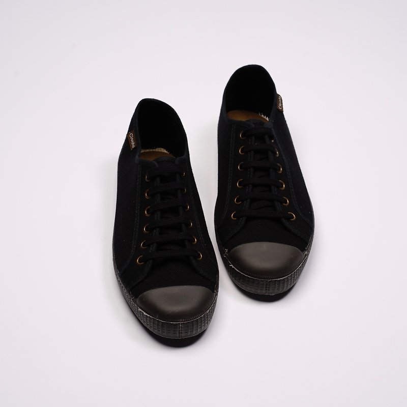 西班牙帆布鞋 CIENTA U74020 01 黑色 黑底 020布料 大人 系带款 - 女款休闲鞋 - 棉．麻 黑色