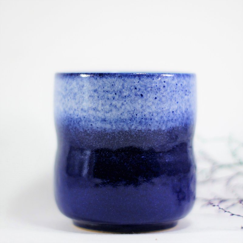 蓝白腰身握杯,茶杯,水杯-容量约250ml - 咖啡杯/马克杯 - 陶 蓝色