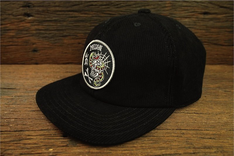 【METALIZE】"POISON" Corduroy Baseball Cap "POISON"黑色灯心绒复古棒球帽 - 帽子 - 棉．麻 黑色