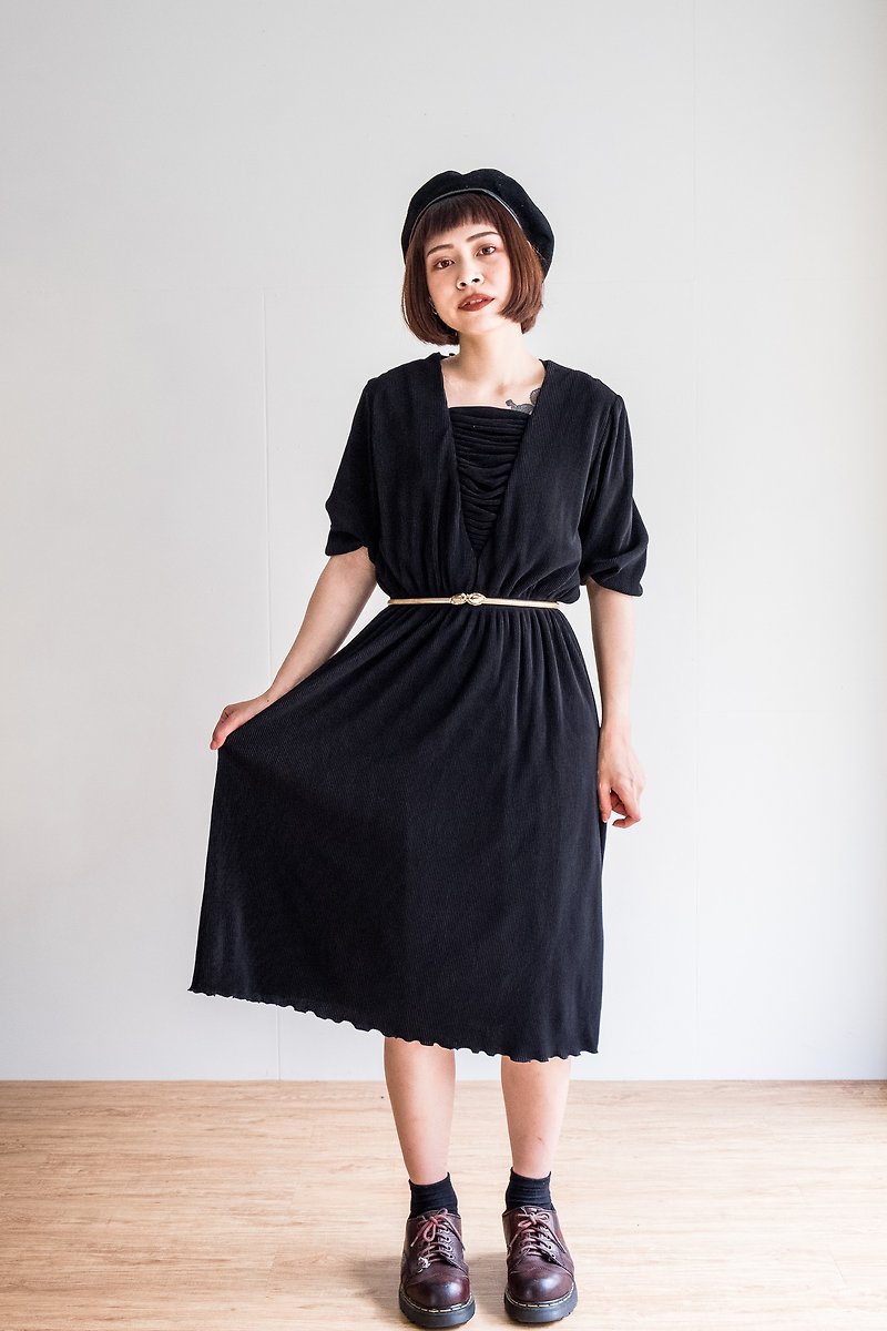 Vintage / 七分袖洋装 no.11 - 洋装/连衣裙 - 聚酯纤维 黑色