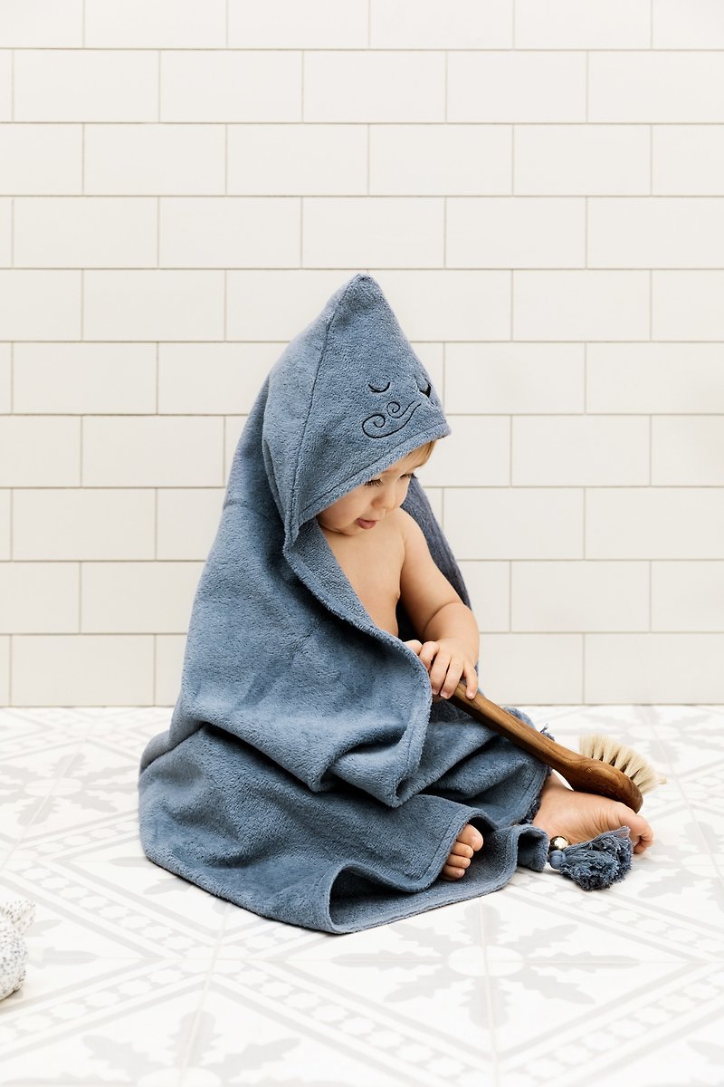 BABY 连帽浴巾 - 威尼狮 Tender Blue 男女适用 - 毛巾浴巾 - 棉．麻 蓝色