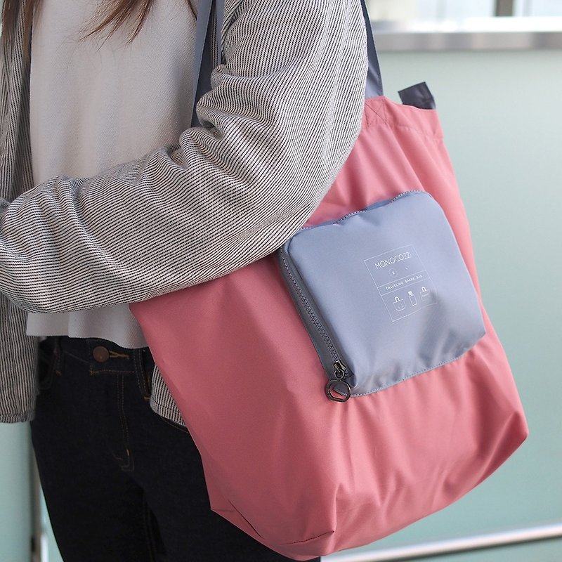 Bon Voyage | 折叠旅行手提袋 (小) - 珊瑚色 - 手提包/手提袋 - 尼龙 粉红色