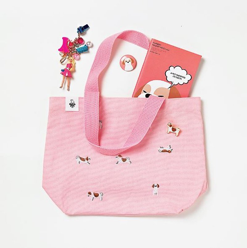 西施犬餐袋包 - 侧背包/斜挎包 - 棉．麻 粉红色