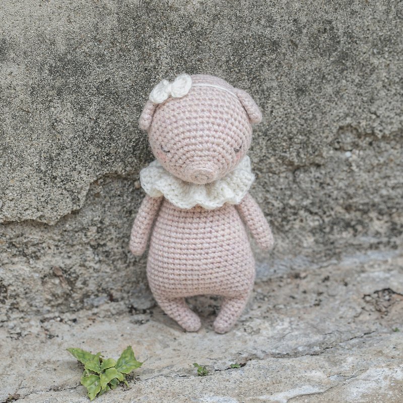 晚安小猪(高约13厘米)-专为新生儿宝宝打造的手工玩偶 - 玩具/玩偶 - 羊毛 