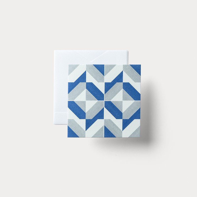 二つ折りメッセージカード　Tile Series: 06 - 卡片/明信片 - 纸 蓝色