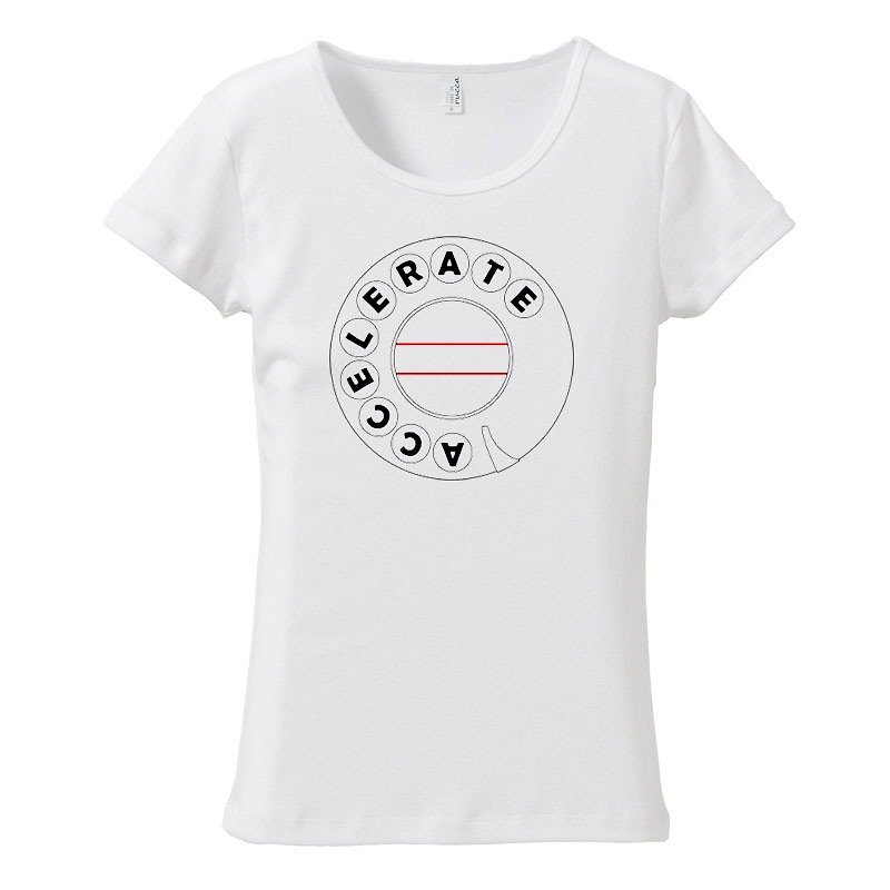 [レディースTシャツ] ACCELERATE - 女装 T 恤 - 棉．麻 白色