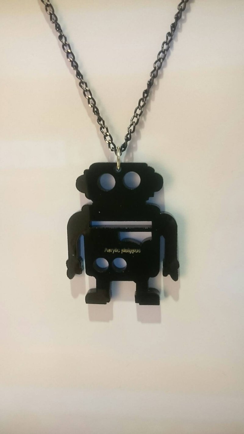力克鸭/机器人系列/铁皮机器人 - 项链 - 压克力 黑色