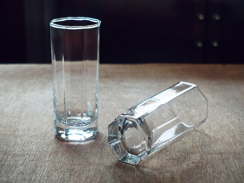 早期进口透明水杯-八角• 细 (餐具/玻璃/几何/简约/果汁) - 茶具/茶杯 - 玻璃 透明