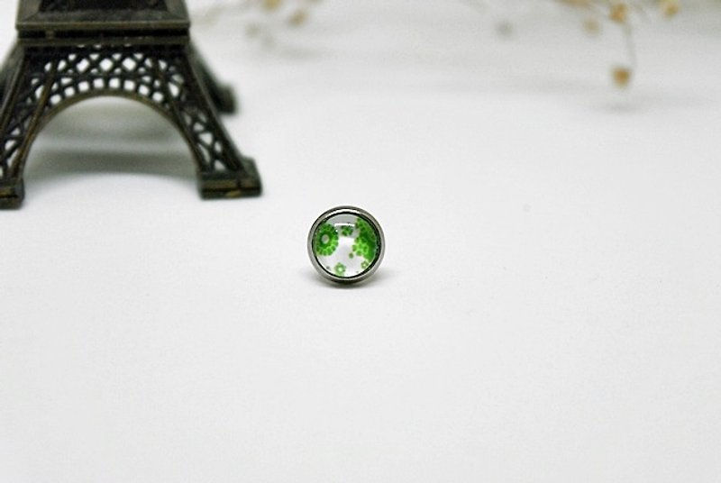 时光宝石X不锈钢针式耳环<绿色单细胞(单耳)> #耳骨 - 耳环/耳夹 - 不锈钢 绿色