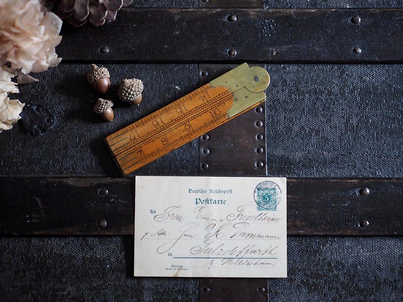 英国古董木质折叠尺 B款 细体数字 - 摆饰 - 木头 