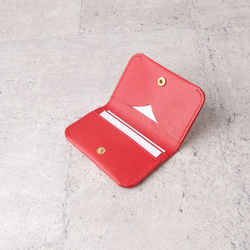 对开名片夹Bifold Business Card Holder/ 红色 Red /免费刻字 - 名片夹/名片盒 - 真皮 红色