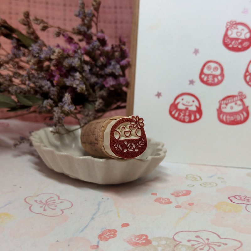| 展示作品 | 小福神软木塞系列-玫瑰 手刻印章 橡皮章 - 印章/印台 - 橡胶 红色