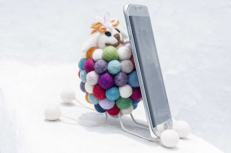天然羊毛毡手机架/iphone android手机架/动物手机座-彩虹绵羊 - 手机座/防尘塞 - 羊毛 多色