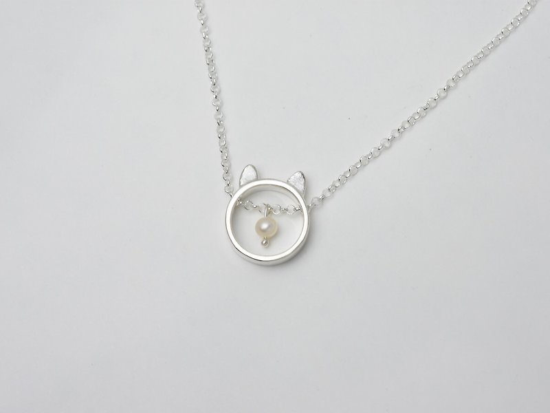 猫咪少女的珍珠 | 细项链 925纯银 锁骨链 手工银饰 情人礼物 - 项链 - 纯银 银色