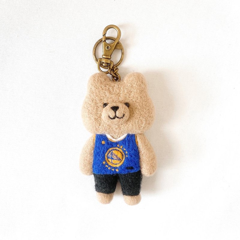 林檎小熊穿球衣 羊毛毡钥匙圈 - 钥匙链/钥匙包 - 羊毛 