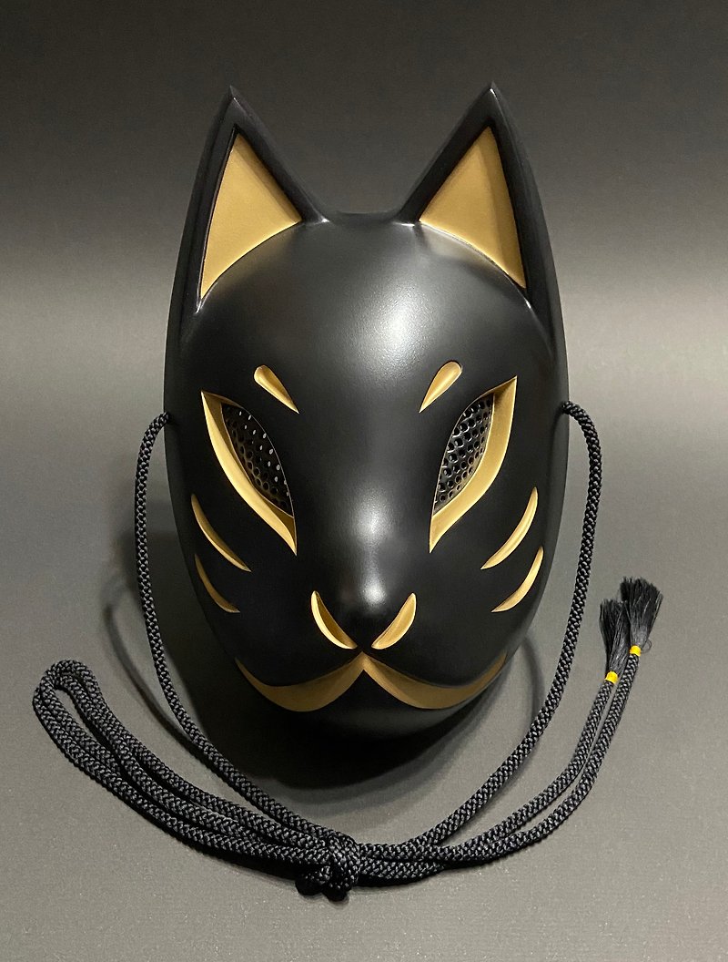 狐面 黒×金 - 眼罩 - 塑料 金色