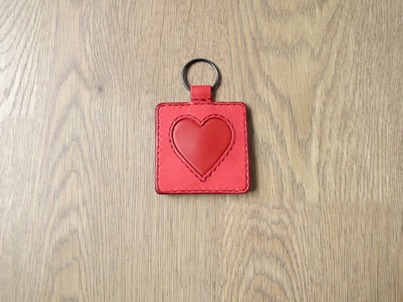 红心Heart 皮革 纸币/安全套 x钥匙扣 - 钥匙链/钥匙包 - 真皮 红色