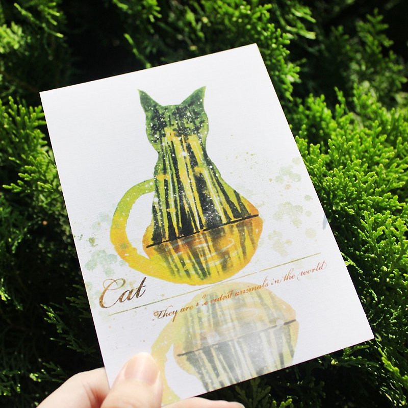 星空猫明信片　森林 - 卡片/明信片 - 纸 绿色