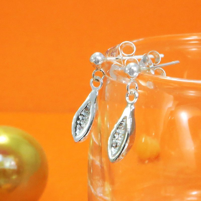 Fruit福禄果 木瓜 水果 纯银垂墬耳环 (单支) - 耳环/耳夹 - 纯银 橘色