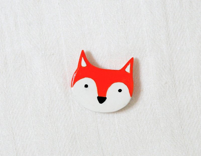 小狐狸 - 胸针 - 粘土 红色