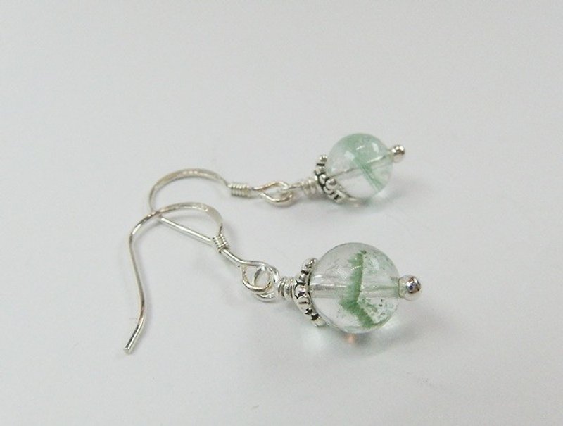 绿缘 - 翠幽灵纯银耳环  香港原创设计 - 耳环/耳夹 - 宝石 绿色