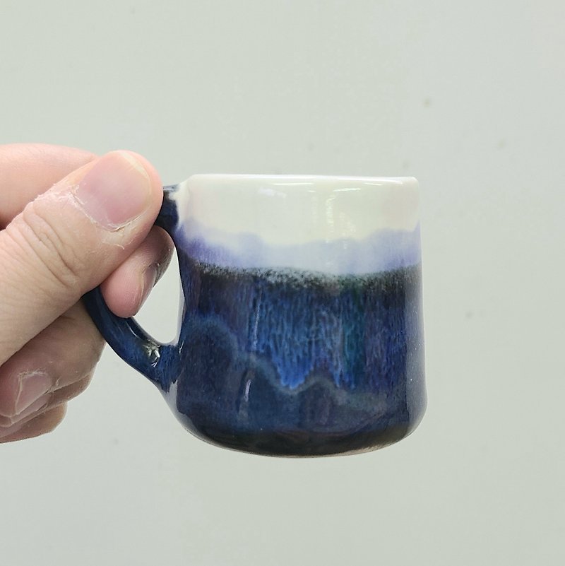 蓝色富士山浓缩咖啡杯 - 咖啡杯/马克杯 - 陶 蓝色