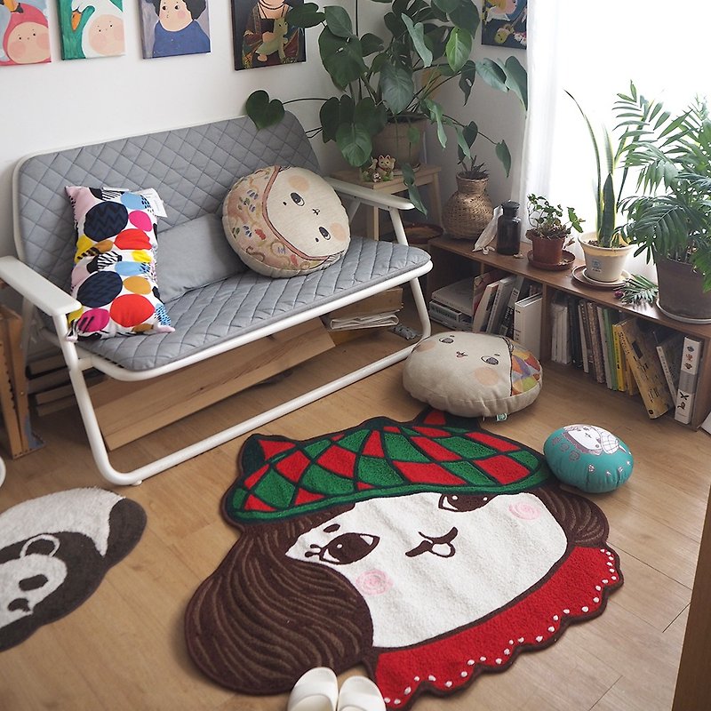 包子小姐插画北欧风手工编织毛线定制超大居家地毯 - 地垫/地毯 - 其他材质 红色