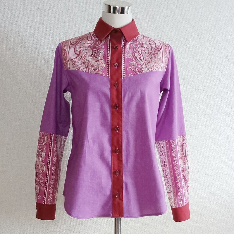 レディース デザインシャツ　004　世界で1枚の個性的なシャツ - 女装衬衫 - 棉．麻 粉红色