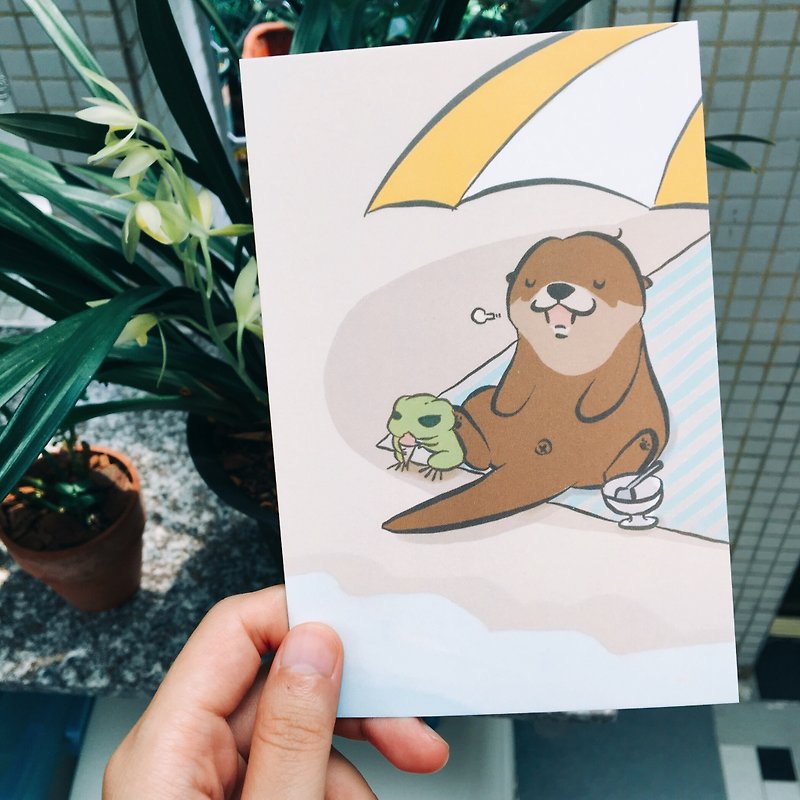 Bibi&Tata可爱水獭x旅カエル旅行青蛙明信片 - 卡片/明信片 - 纸 