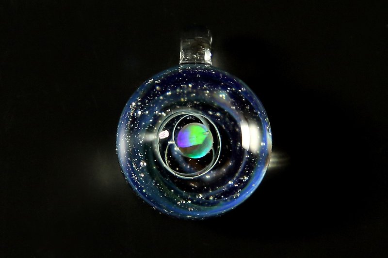 “小宇宙”宇宙玻璃球 no.1 - 颈链 - 玻璃 蓝色