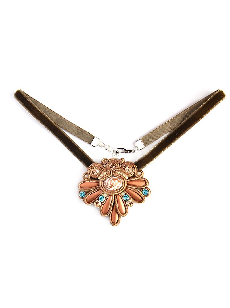 Necklace Choker necklace with pendant in copper color - 项链 - 其他材质 咖啡色