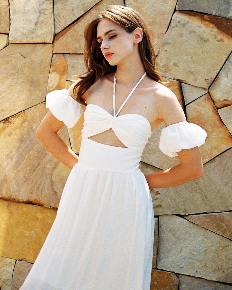 Summerisfine - CELIA - 白色连身裙 - 洋装/连衣裙 - 棉．麻 白色