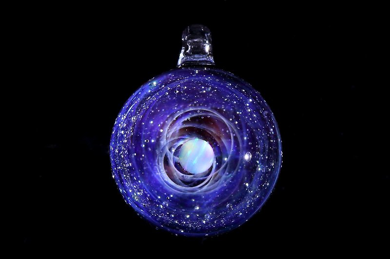 宇宙ガラス 螺旋状銀河 no.817 - 颈链 - 玻璃 蓝色