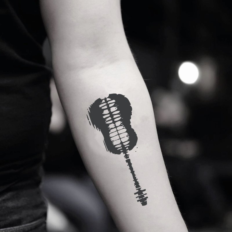 OhMyTat 手臂位置 Shawn Mendes 电吉他音乐刺青图案纹身贴纸 (2) - 纹身贴 - 纸 黑色