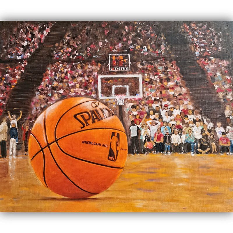 Basketball Ball Painting /Sport Original Art /Basketball Wall Art/Sport Wall Art - 海报/装饰画/版画 - 棉．麻 多色