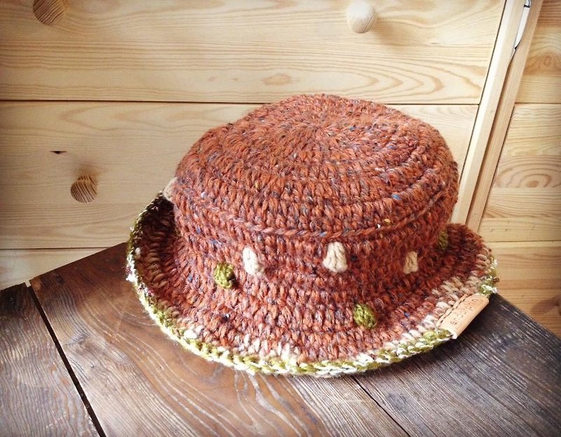 【endorphin】纯羊毛编织渔夫帽 - 帽子 - 羊毛 橘色