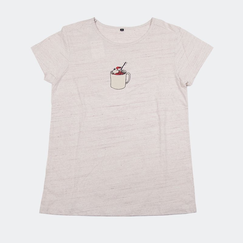 ボディからオリジナル　レディース　ブックキングの歯磨き　ちょっとシュールなTシャツ　Tcollector - 女装 T 恤 - 棉．麻 粉红色