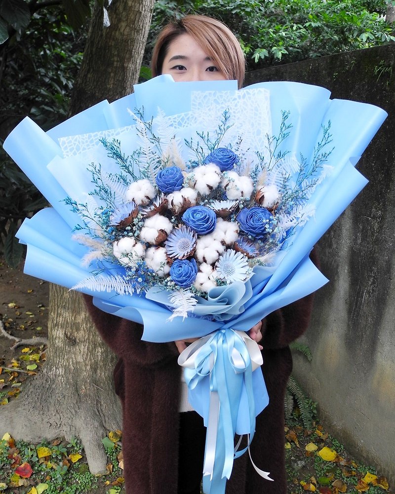 蓝色控最爱  情人节大型干燥花束 - 干燥花/捧花 - 植物．花 蓝色