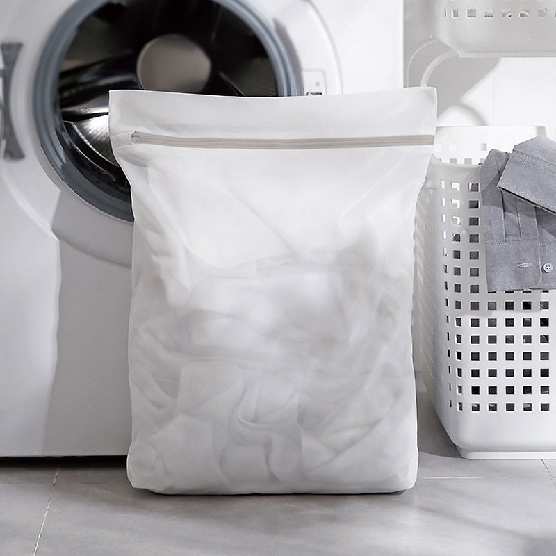 日本霜山 方形细网抗变形衣物收纳/洗衣袋-3入 - 衣物清洁 - 聚酯纤维 白色