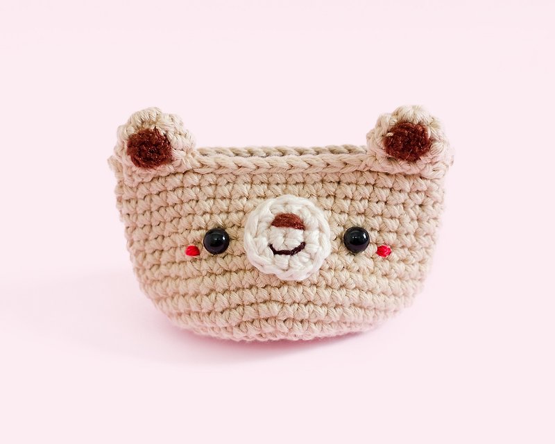 Coin purse - Crochet the Bear (Light Brown) | Crochet Coin Case. - 零钱包 - 棉．麻 卡其色