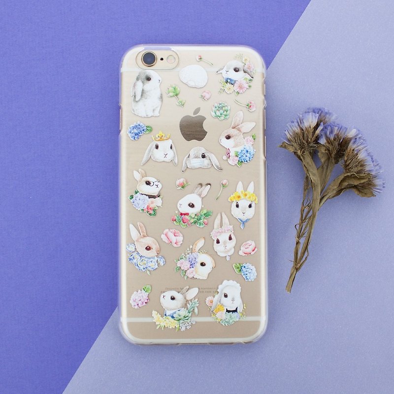 ✦乐意✦透明手机壳 - Bunny and floral兔子与花 - iPhone5/5s/se/6/6s/6plus/7/7plus - 手机壳/手机套 - 塑料 透明