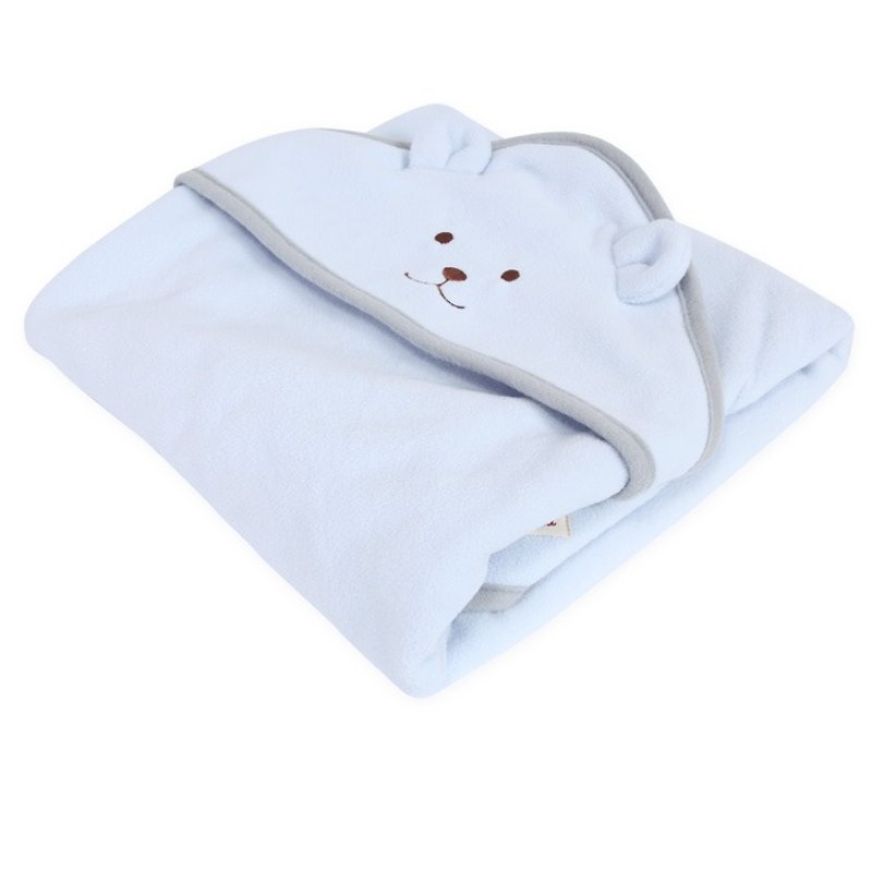 Lovelybaby小熊动物吸水保暖毯子 附弥月礼物盒包装 - 满月礼盒 - 聚酯纤维 蓝色
