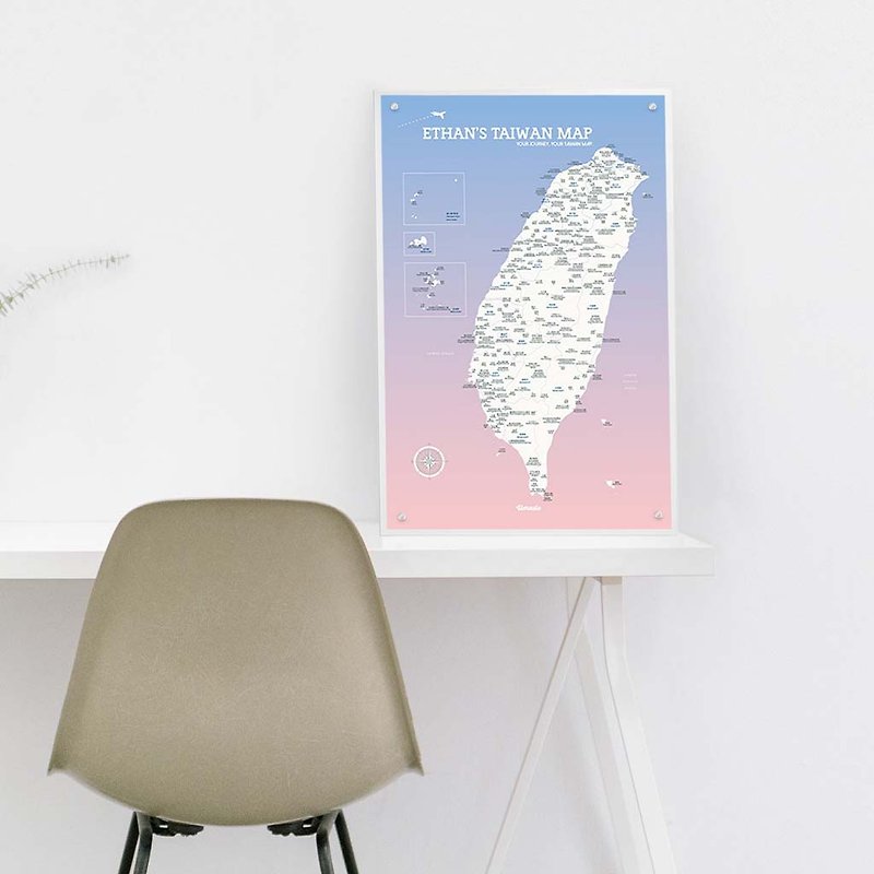 台湾地图-订制磁吸系列海报-石英粉(定制化礼物)-单独海报 - 海报/装饰画/版画 - 纸 粉红色