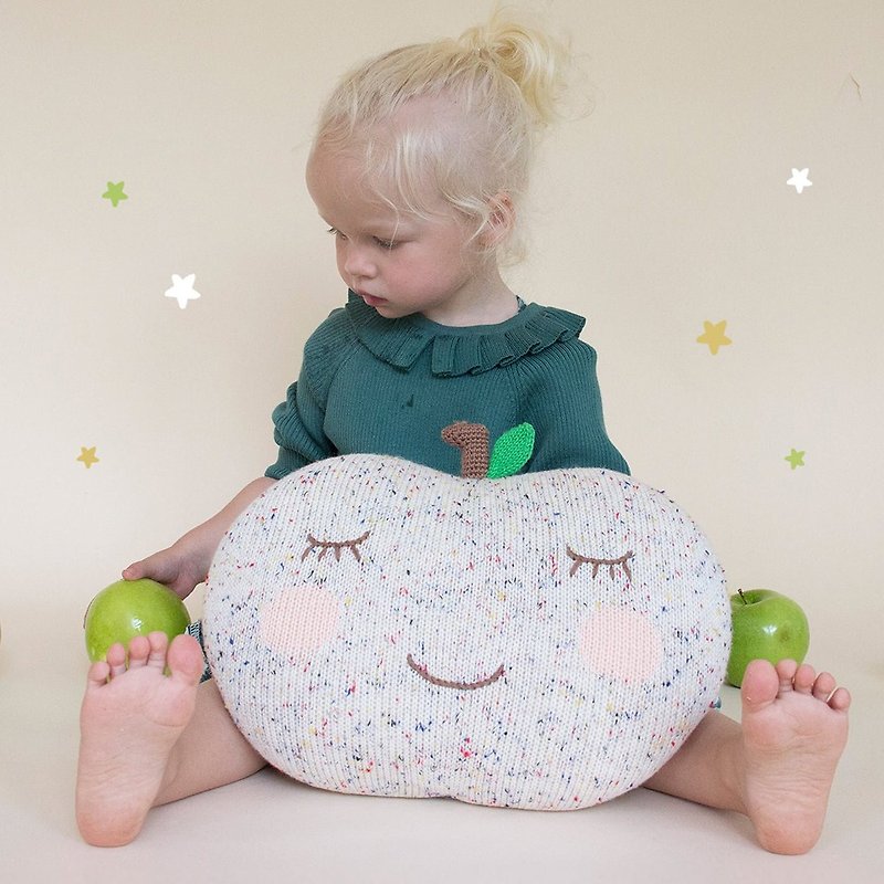 美国 Blabla Kids | 手工制针织造型抱枕 - 苹果 - 儿童家具 - 棉．麻 白色