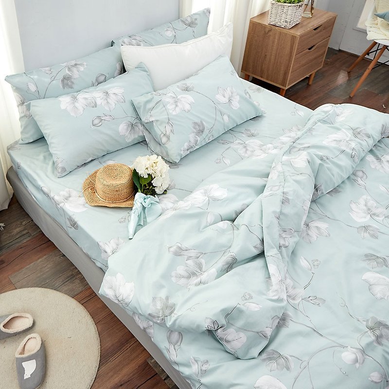 床包枕套组-双人加大 / 奥地利天丝三件式 / 浅青花语 台湾制 - 寝具 - 其他材质 绿色